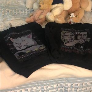 Holiday “meme” cat and real housewives sweatshirts